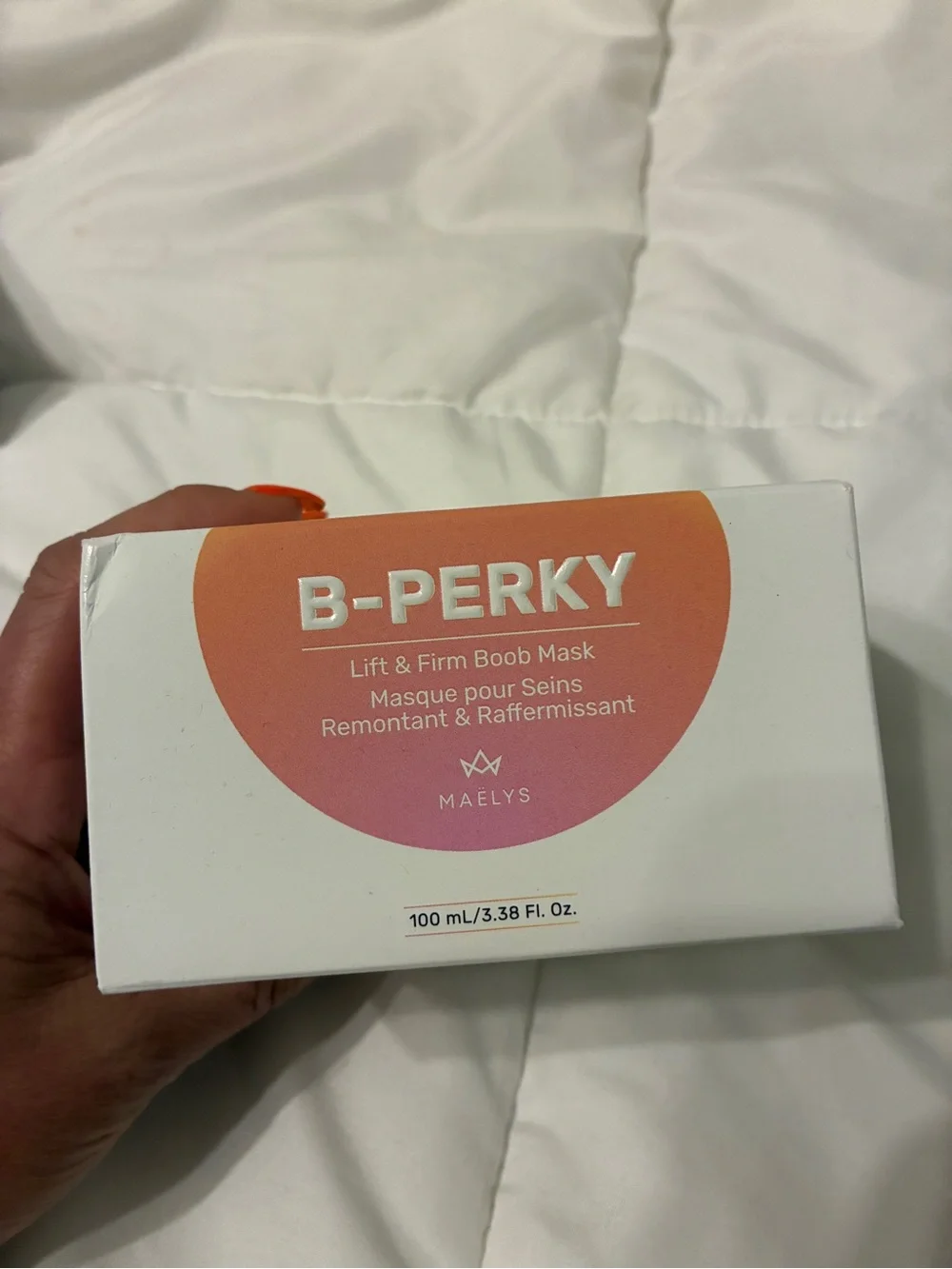 MAËLYS B-PERKY Lift & Firm Boob Mask — White with Orange Accent